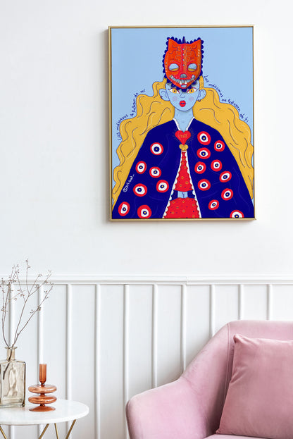 MÁSCARAS SYMBOLIC WALL ART PRINT | MYSTICAL SURREAL ILLUSTRATION | EMOTIONAL LAYERS & SELF-DISCOVERY HOME DECOR