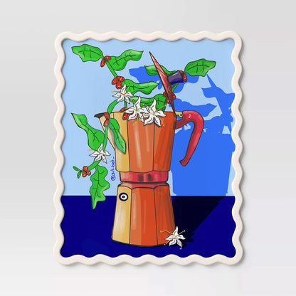 ARABICA COFFEE ART PRINT: METALLIC FINE ART, MINIMALIST KITCHEN DECOR