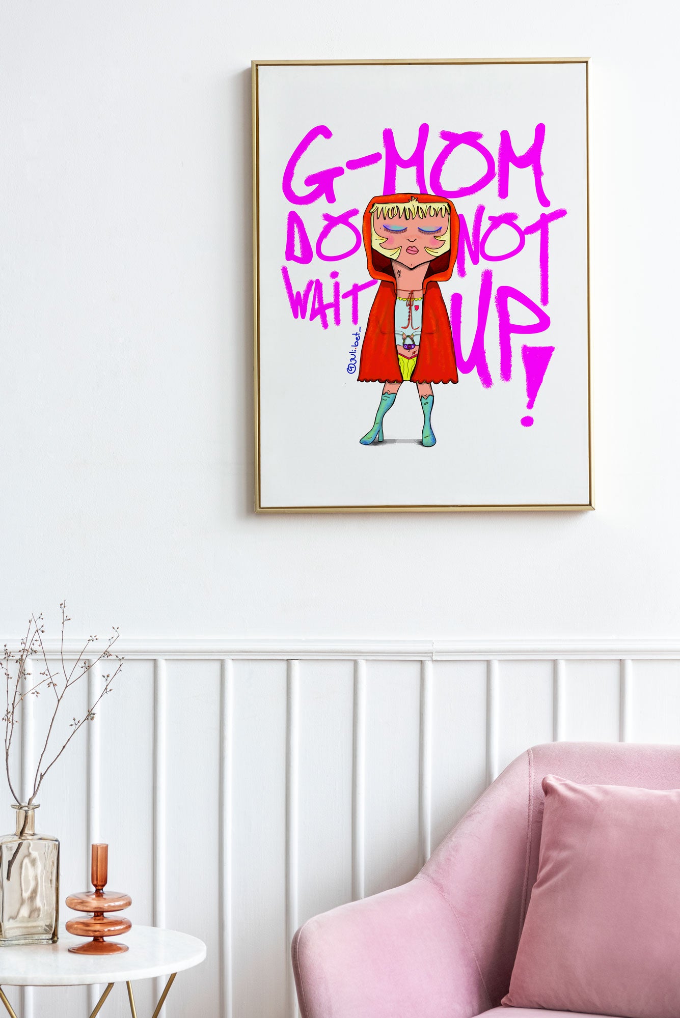 RED RIDING HOOD ART PRINT: MYSTICAL FEMININE POWER, BOHO HOME DECOR