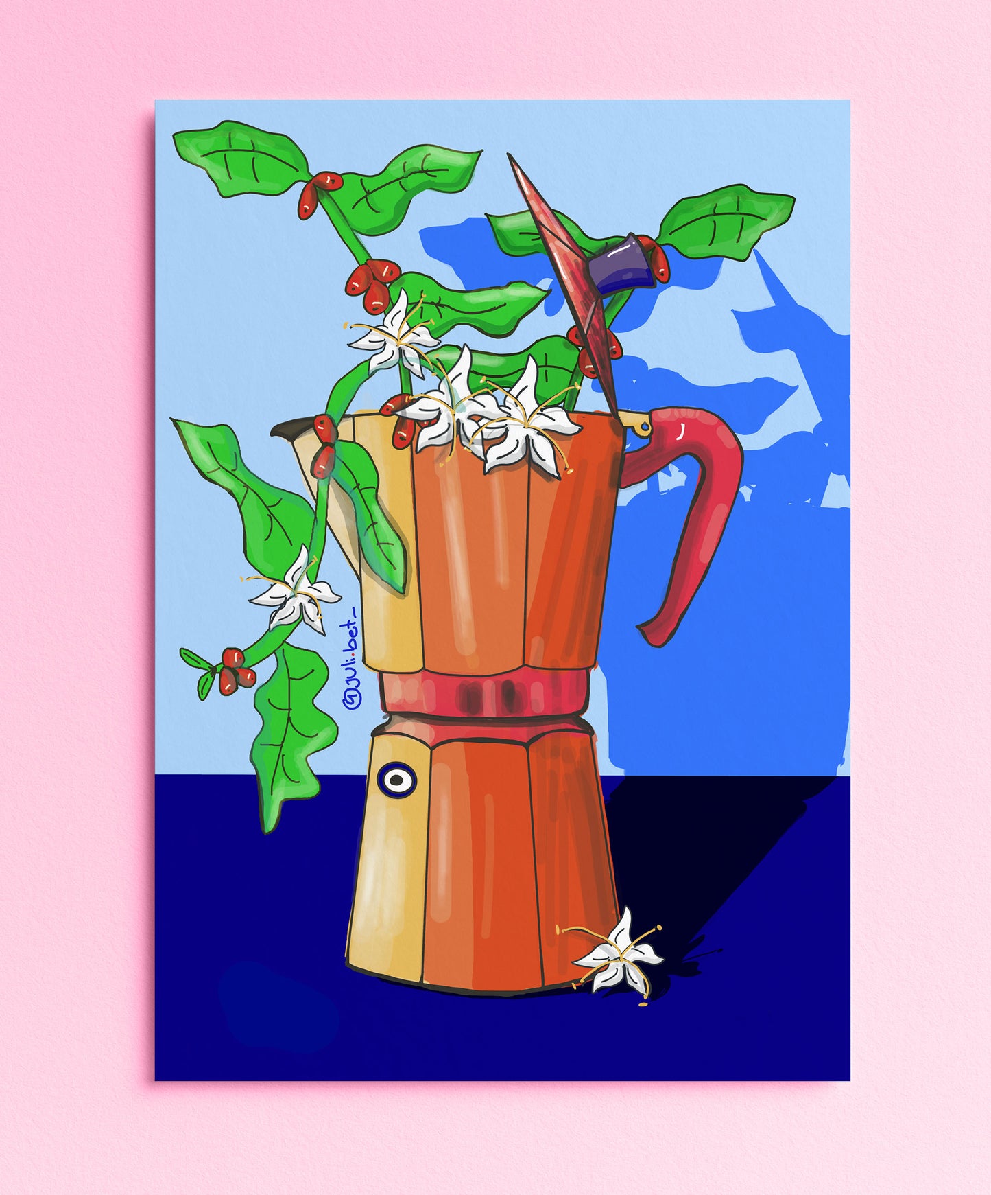 ARABICA COFFEE ART PRINT: METALLIC FINE ART, MINIMALIST KITCHEN DECOR