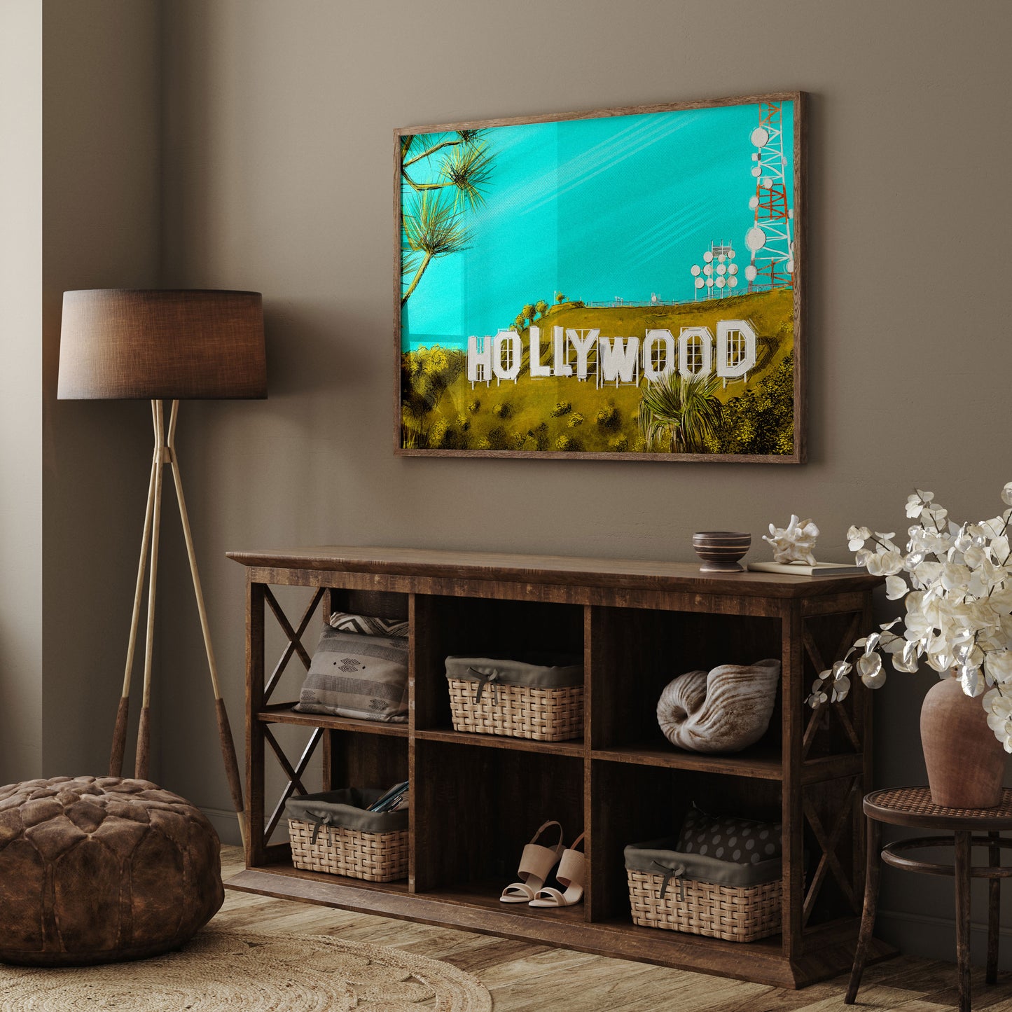 Hollywood Sign - Framed Illustration