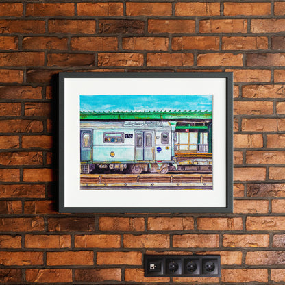 New York City Train - Framed Watercolor print