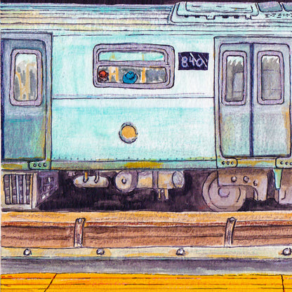 New York City Train - Framed Watercolor print