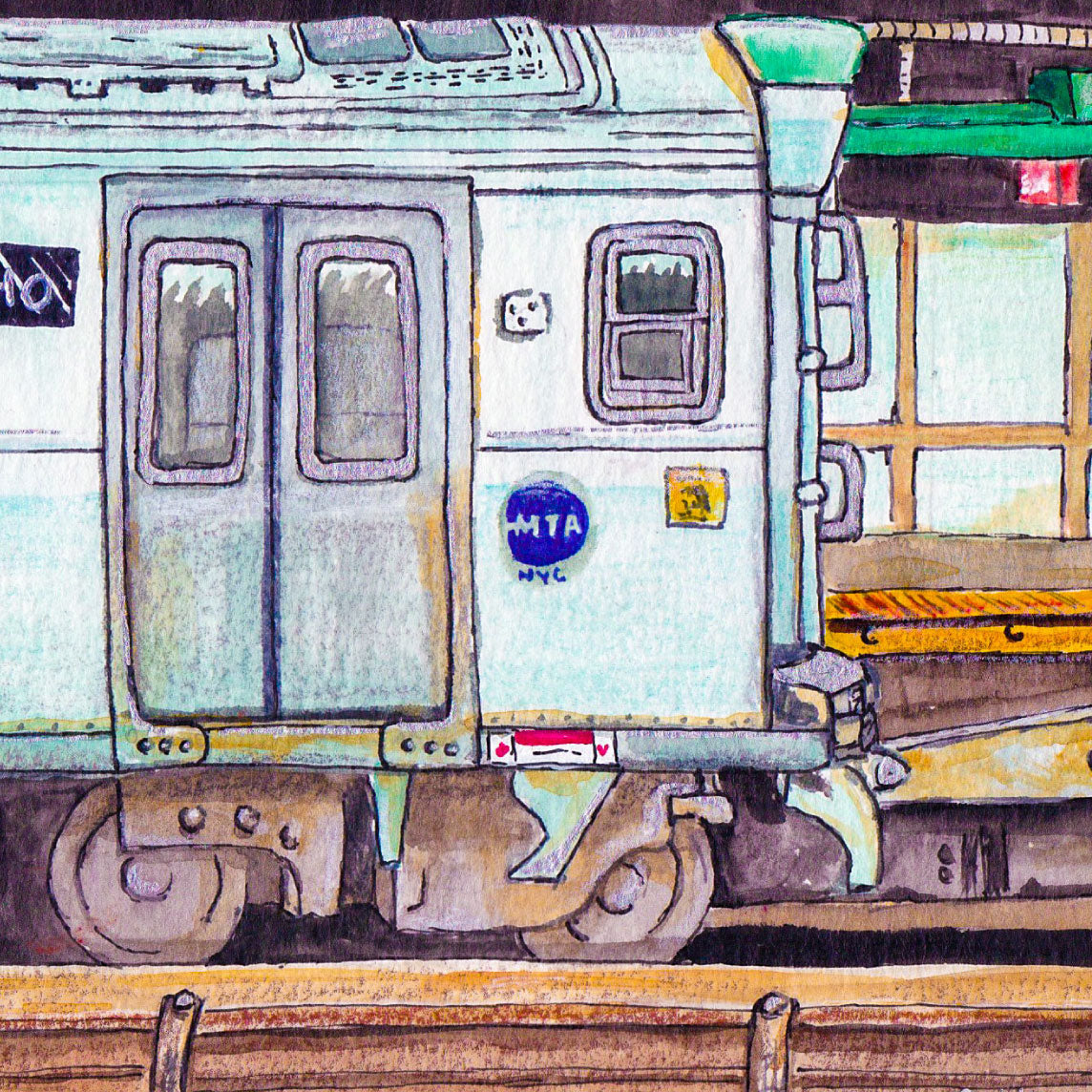 New York City Train - Framed Watercolor print