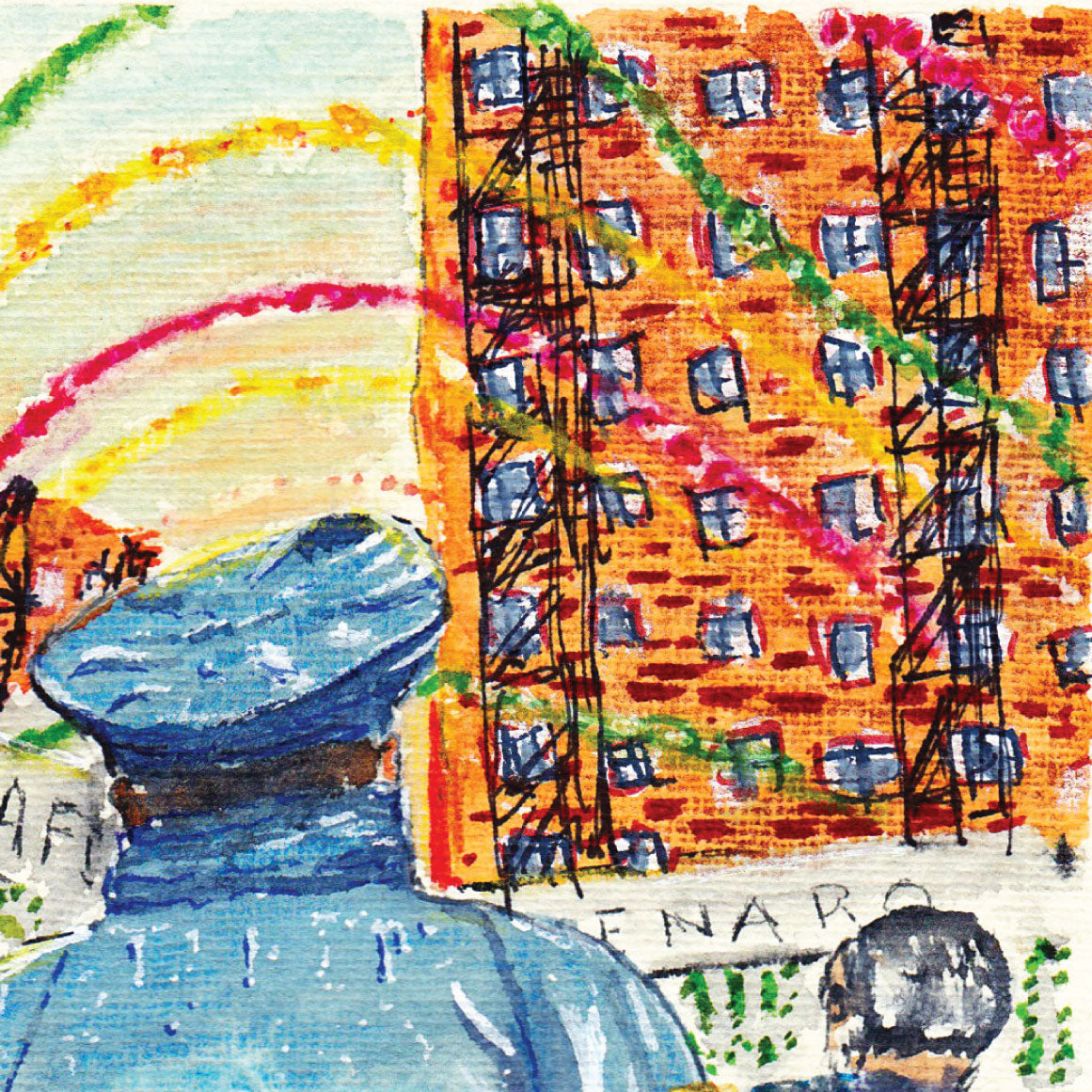 NYPD Little Italy New York City - Framed Watercolor Painting