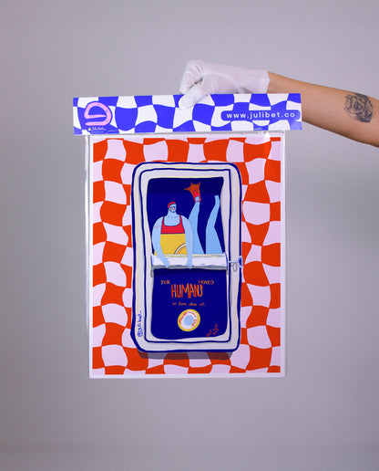 SURREAL SARDINES METALLIC ART PRINT: WHIMSICAL RETRO KITCHEN DECOR